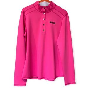 Bright pink long sleeve 5 snaps on front PACKERS shirt excellent condition